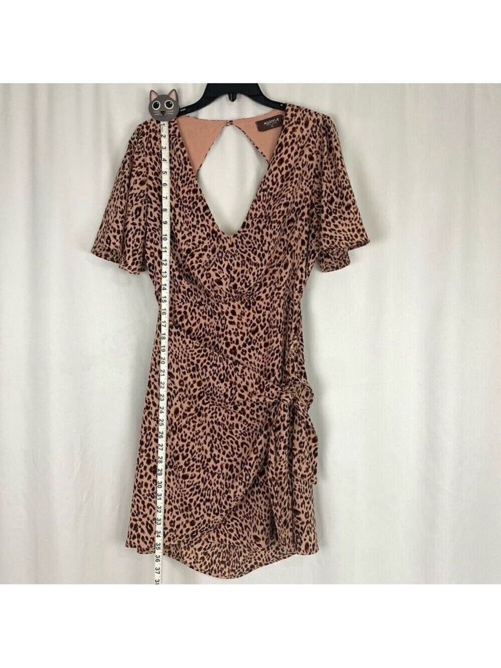 4SI3NNA Hasmik Leopard-Print Tie-Waist Mini Dress Women’s Large - Picture 12 of 15